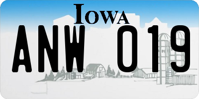 IA license plate ANW019