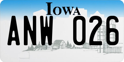 IA license plate ANW026