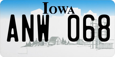 IA license plate ANW068