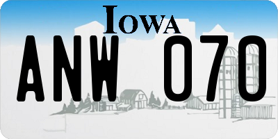 IA license plate ANW070