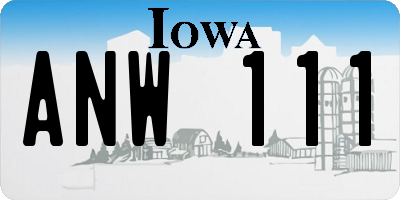 IA license plate ANW111