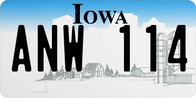 IA license plate ANW114