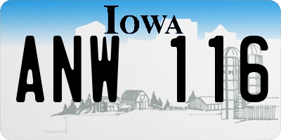 IA license plate ANW116