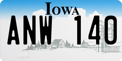 IA license plate ANW140