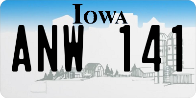 IA license plate ANW141