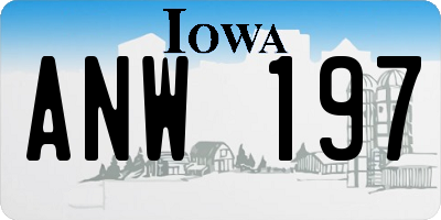 IA license plate ANW197