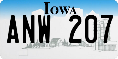 IA license plate ANW207