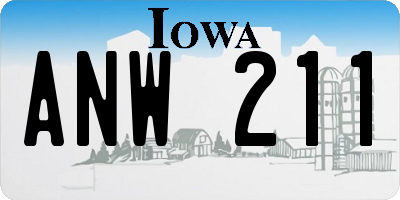 IA license plate ANW211