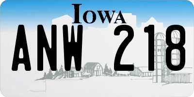 IA license plate ANW218