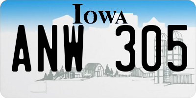 IA license plate ANW305
