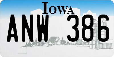 IA license plate ANW386