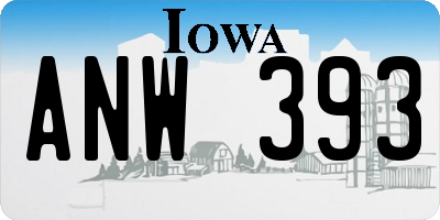 IA license plate ANW393