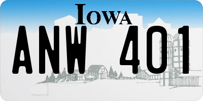IA license plate ANW401