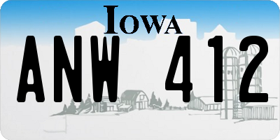 IA license plate ANW412