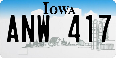 IA license plate ANW417