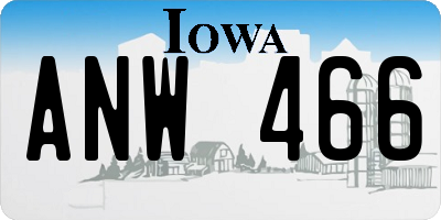 IA license plate ANW466