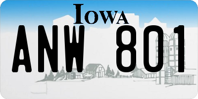 IA license plate ANW801