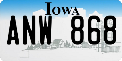 IA license plate ANW868