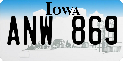 IA license plate ANW869