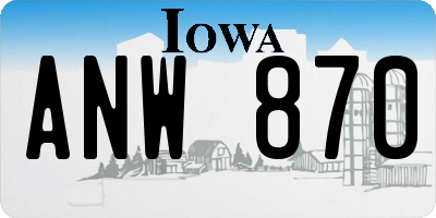 IA license plate ANW870