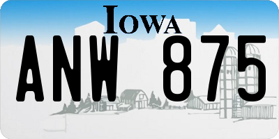 IA license plate ANW875