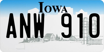 IA license plate ANW910