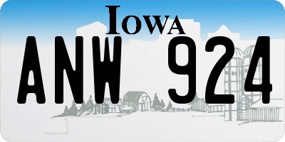 IA license plate ANW924