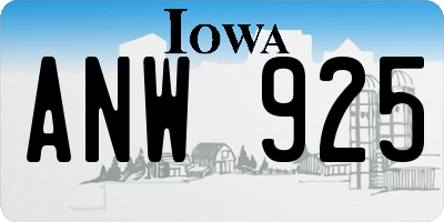 IA license plate ANW925