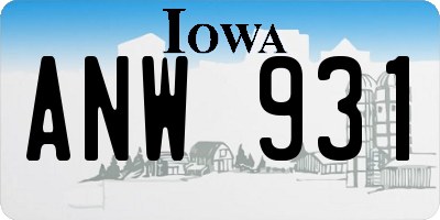 IA license plate ANW931