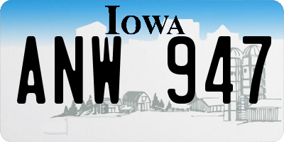 IA license plate ANW947