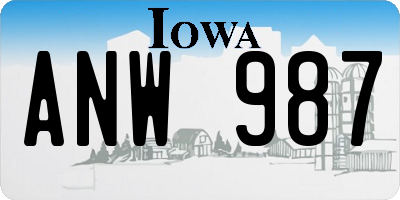 IA license plate ANW987