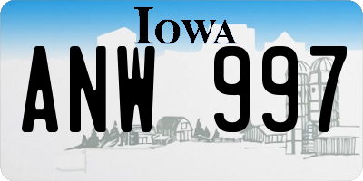 IA license plate ANW997