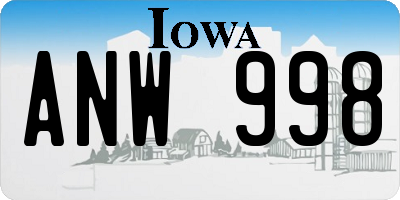 IA license plate ANW998