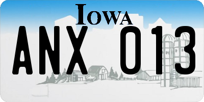 IA license plate ANX013