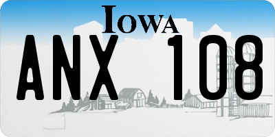 IA license plate ANX108