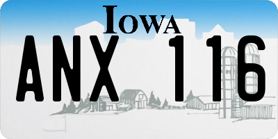 IA license plate ANX116
