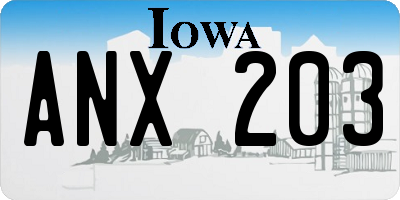 IA license plate ANX203