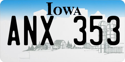 IA license plate ANX353