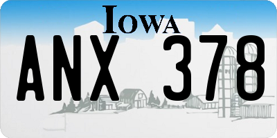 IA license plate ANX378