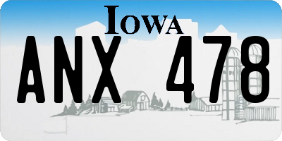 IA license plate ANX478