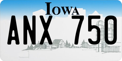IA license plate ANX750