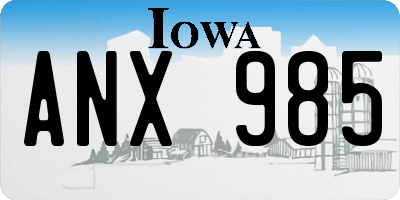 IA license plate ANX985