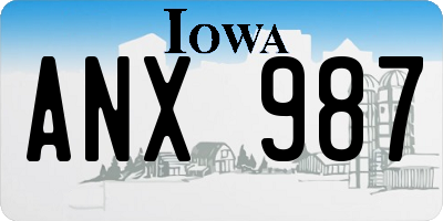 IA license plate ANX987
