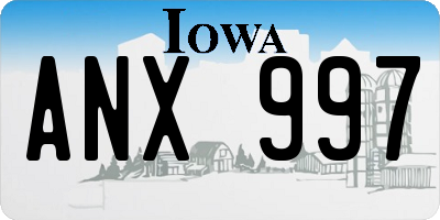 IA license plate ANX997