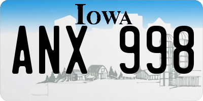 IA license plate ANX998