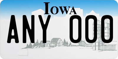 IA license plate ANY000