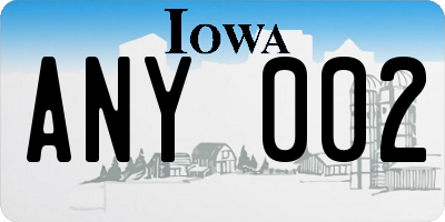 IA license plate ANY002