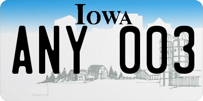 IA license plate ANY003