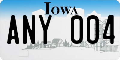IA license plate ANY004