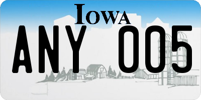IA license plate ANY005